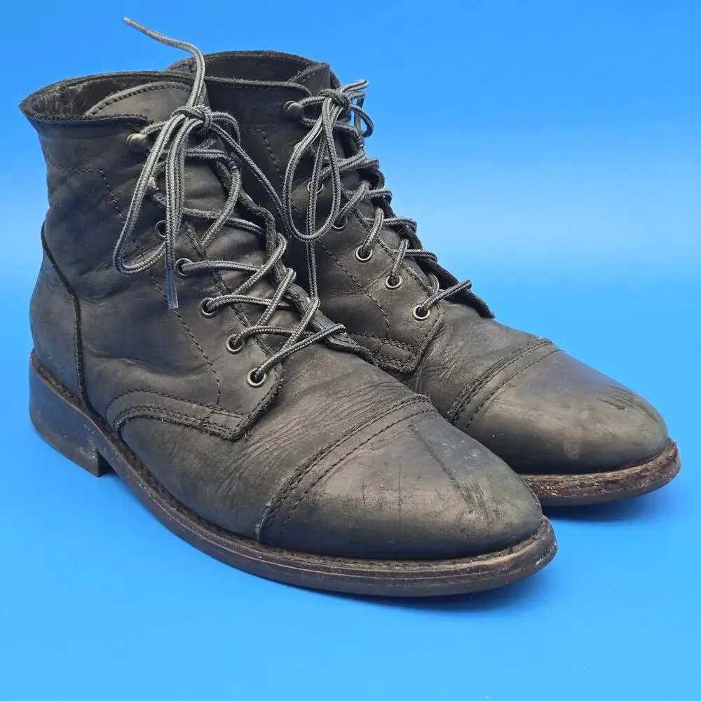 Thursday Captain Men’s Size 10 Black Leather Cap Toe Lace Up Ankle Boots
